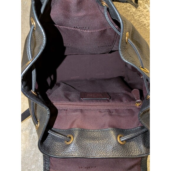 Coach Black Pebbled Leather Backpack Bag Authentic Evie Goldtone Hardware - Picture 7 of 12